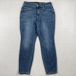 Judy Blue Relaxed Jeans Women 14W Blue High Rise Patch Pocket JB88687-DK